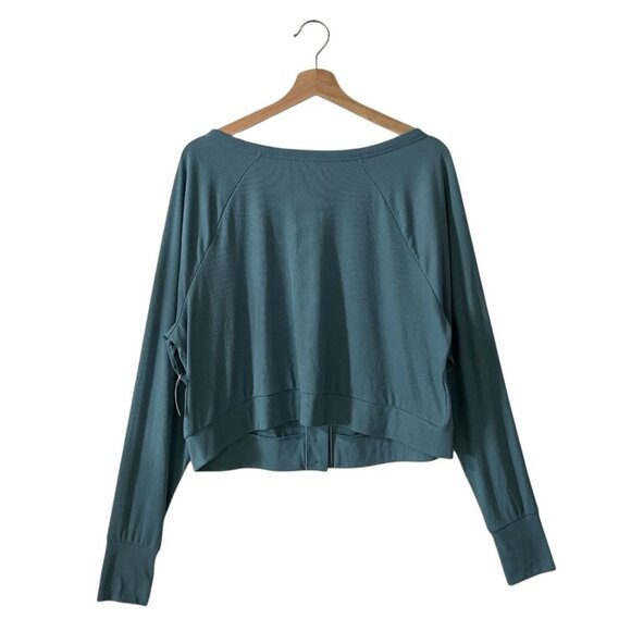 Old Navy Ultralite Ribbed Cardigan Top Plus Size 3X Cropped Tennessee Blue GoDry - Picture 4 of 9